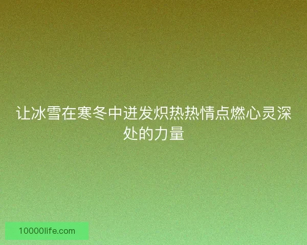 让冰雪在寒冬中迸发炽热热情点燃心灵深处的力量